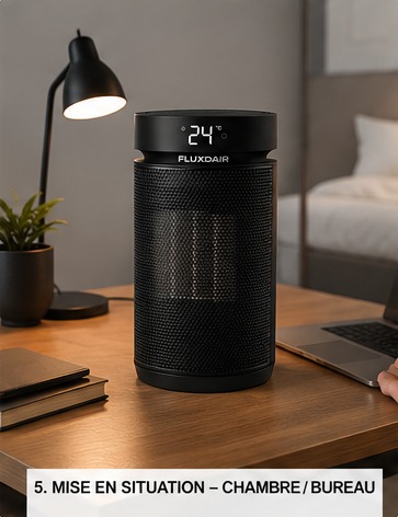 Chauffage compact FLUXDAIR sur un bureau